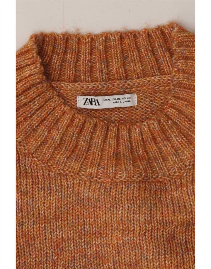 Zara Suéter masculino com gola redonda XL marrom manchado