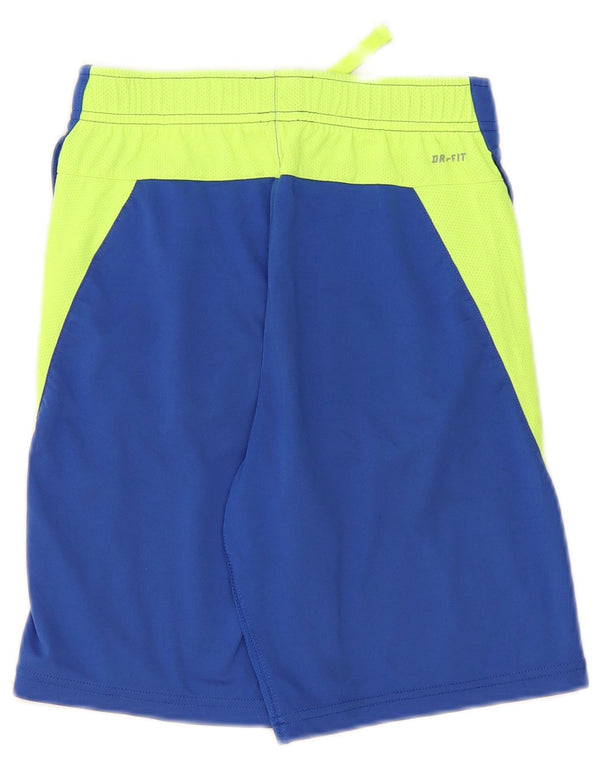Shorts esportivos Nike Boys Dri Fit 8-9 anos pequeno azul colorblock poliéster