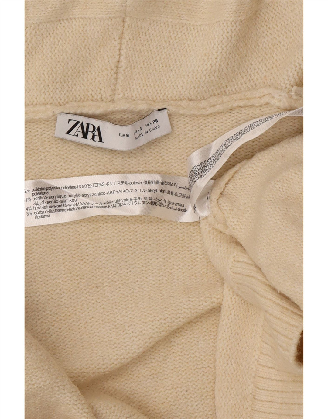 Zara Suéter feminino oversized longline aberto cardigan UK 10 pequeno off white