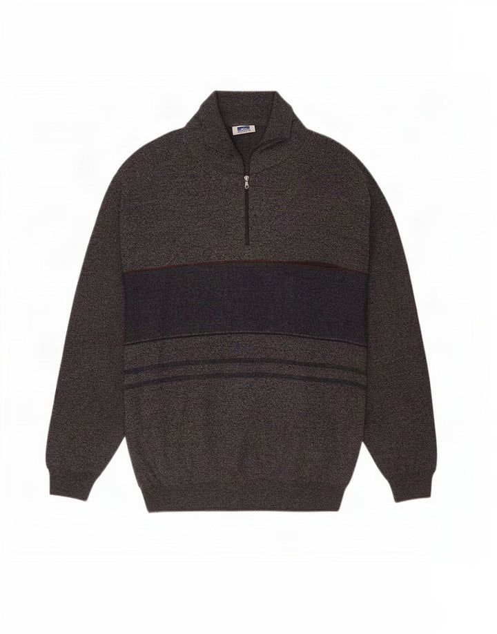 Suéter masculino Rodes com gola polo, grande lã listrada azul marinho