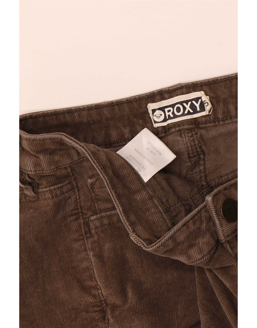 Shorts feminino de veludo Roxy US 5 pequeno W28 algodão marrom