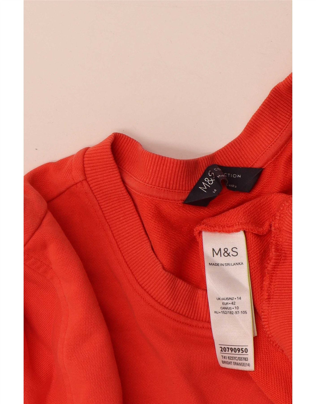 Suéter feminino Marks & Spencer UK 14 grande algodão laranja