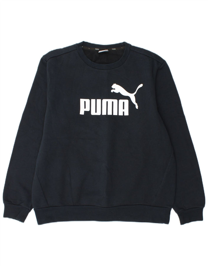 Puma moletom masculino gráfico jumper grande algodão azul marinho