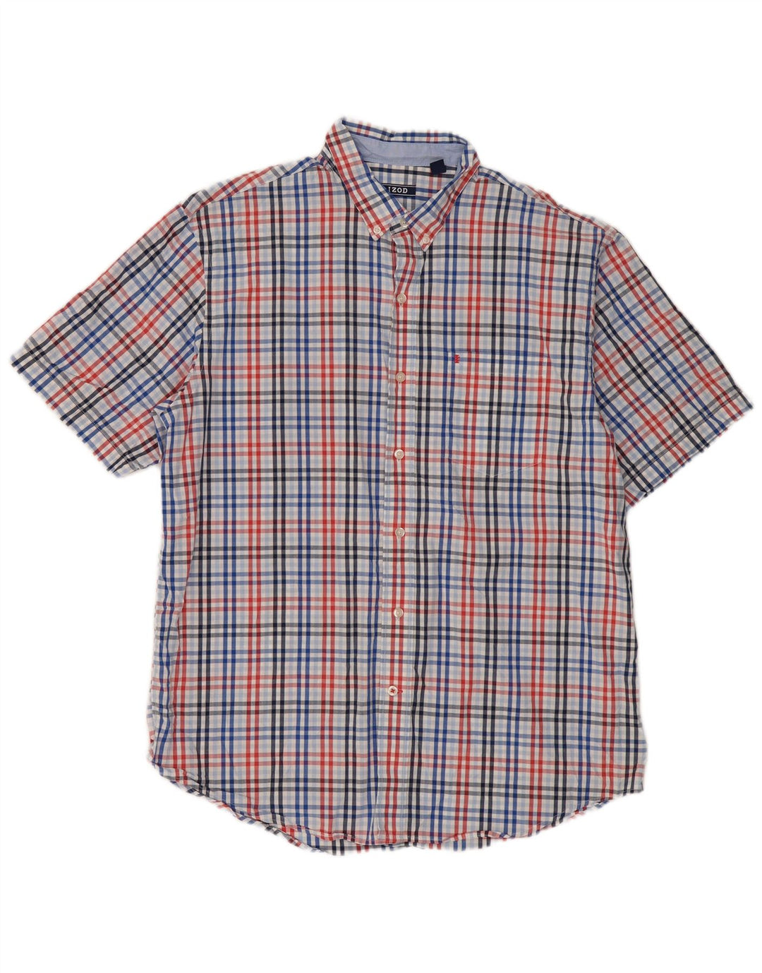Camisa masculina Izod de manga curta grande algodão xadrez multicolorido