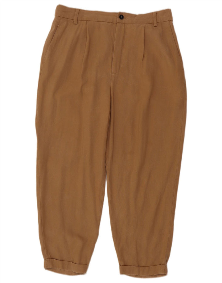 Calça feminina ZARA cortada com pegged médio W28 L23 marrom Lyocell