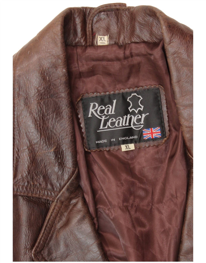 Jaqueta de couro masculina VINTAGE UK 42 XL couro marrom