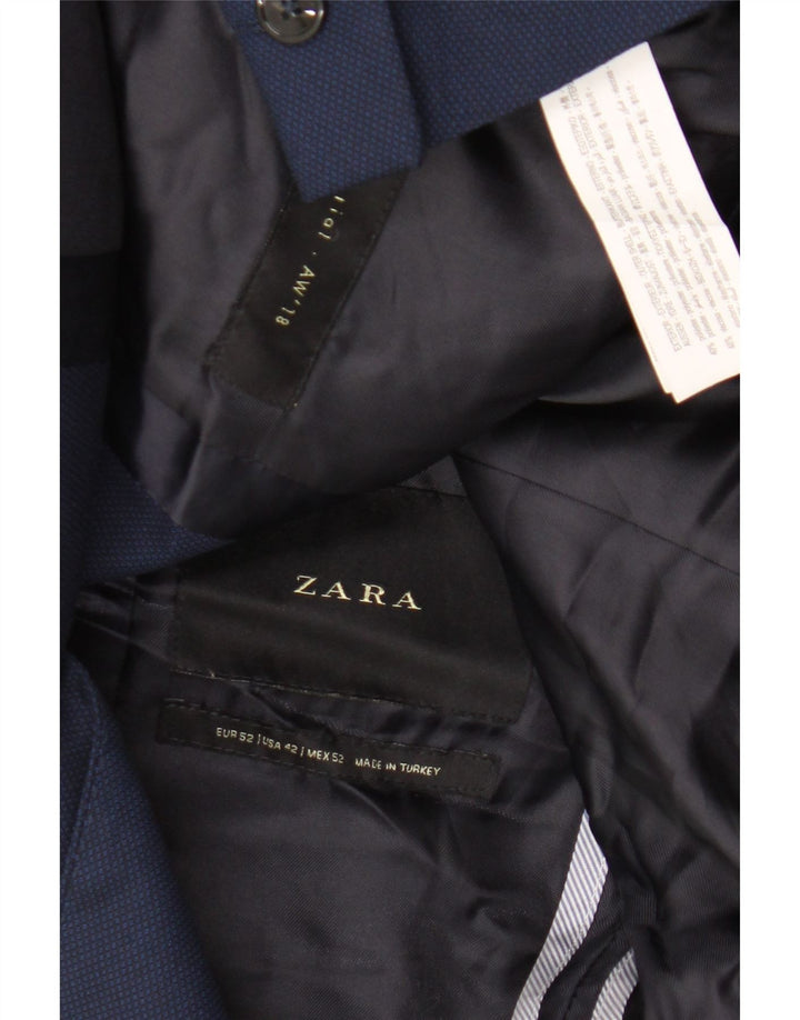 Jaqueta blazer masculina Zara com 2 botões UE 52 grande azul marinho poliéster