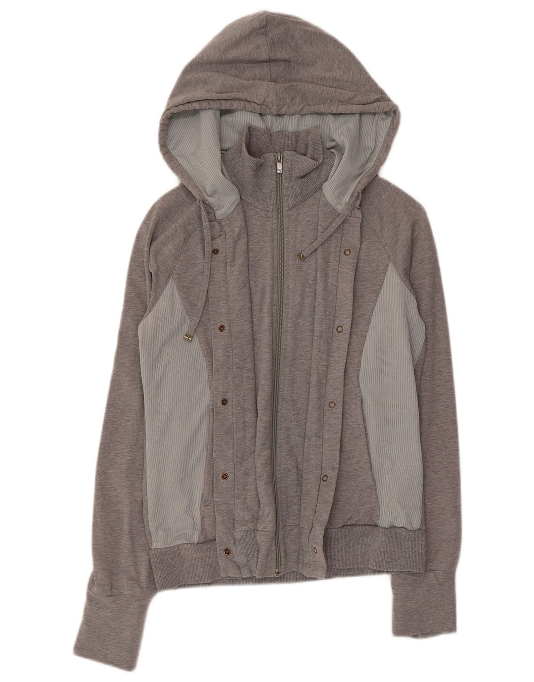 Suéter Puma feminino com capuz e zíper Reino Unido 12 bloco colorido cinza médio