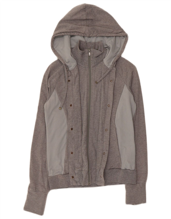 Suéter Puma feminino com capuz e zíper Reino Unido 12 bloco colorido cinza médio