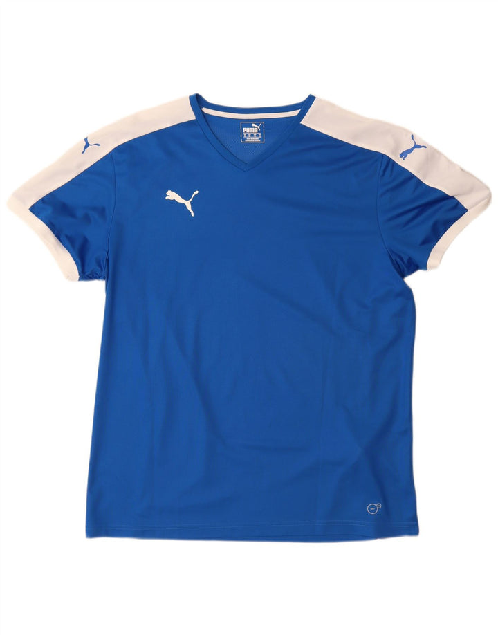 Camiseta masculina Puma Top XL azul colorblock poliéster