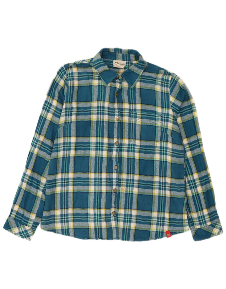 Camisa feminina de flanela Dickies Reino Unido 14 algodão xadrez azul médio