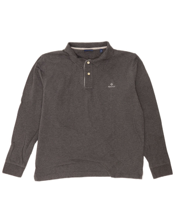 Camisa polo masculina de manga comprida Gant XL cinza algodão