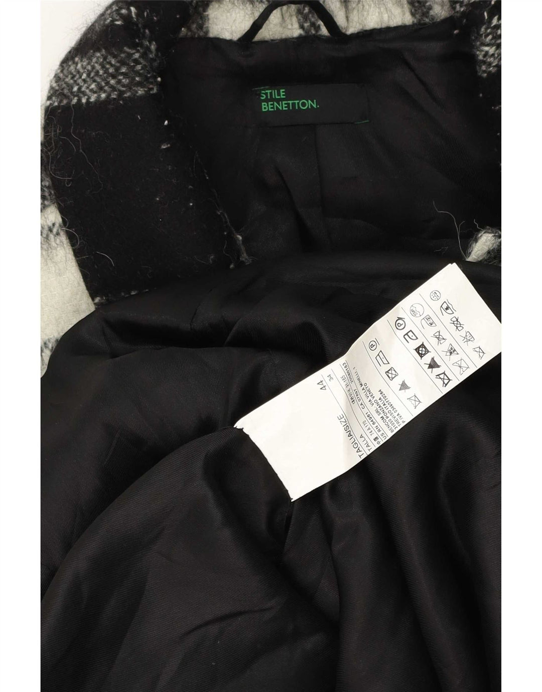 Sobretudo feminino Benetton IT 44 médio preto xadrez lã