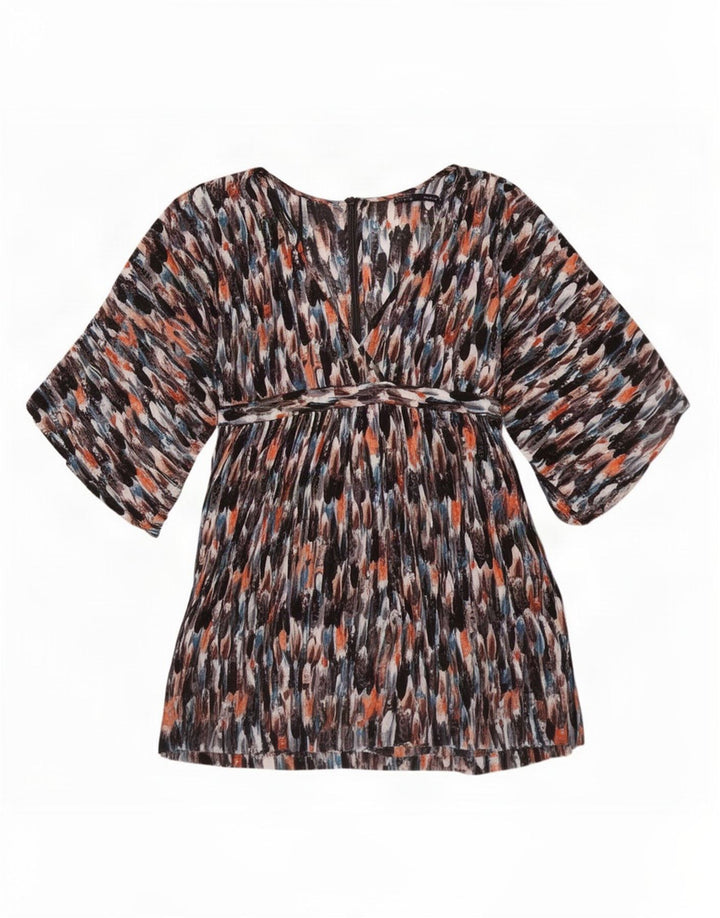 Túnica feminina Zara com padrão abstrato manga 3/4 Reino Unido 14 grande multicolorido