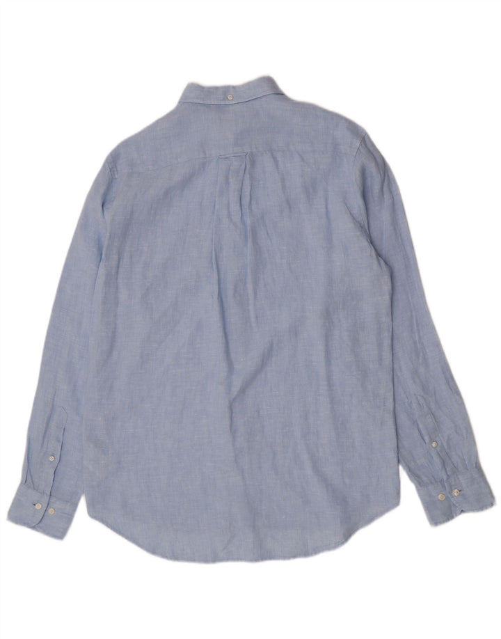 Camisa masculina Gant Regular Fit tamanho 39/40 15 1/2 linho azul médio