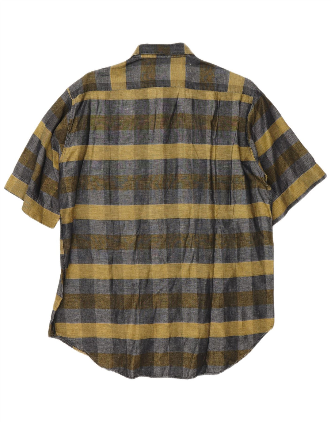 Camisa masculina de manga curta Sangiorgio tamanho 40/15 xadrez cinza médio
