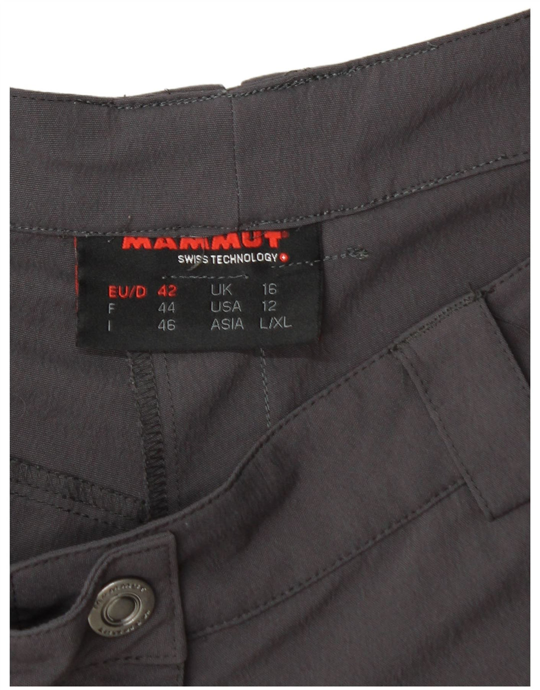 Calça cargo feminina reta MAMMUT Reino Unido 16 grande W32 L32 cinza nylon
