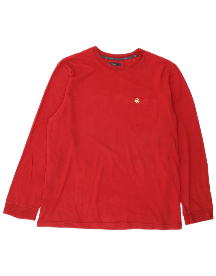 Brooks Brothers Mens Regular Fit Top Manga Longa Grande Algodão Vermelho