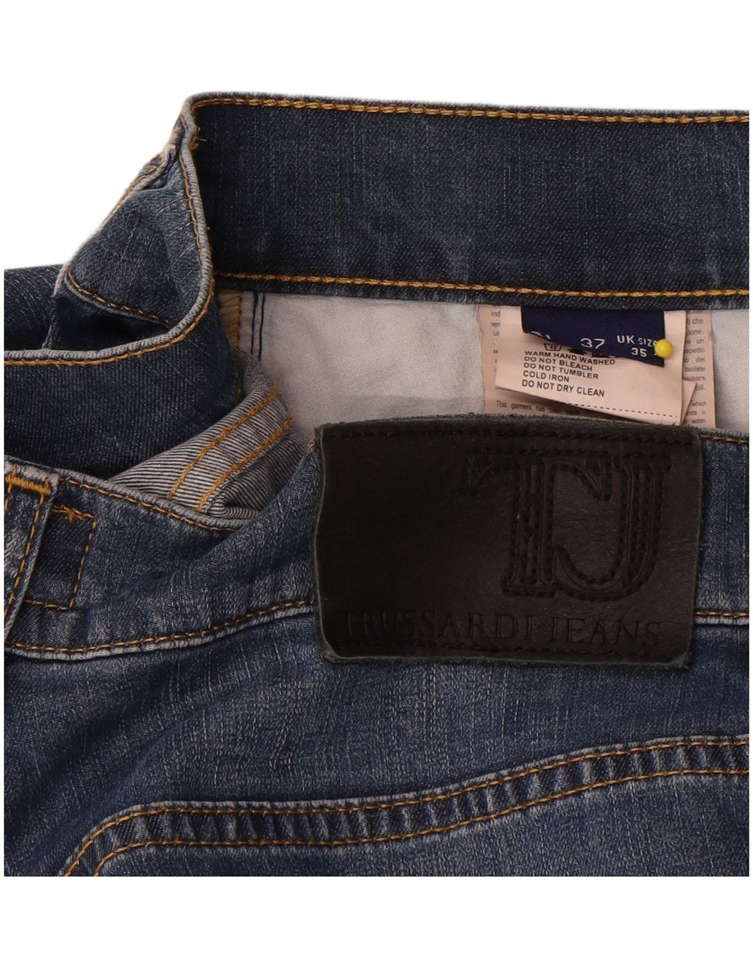 Jeans retos femininos Trussardi W35 L32 algodão azul