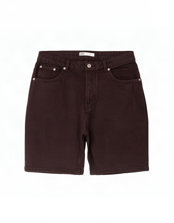 Zara Mens Denim Shorts EU 44 Grande W34 Algodão Preto