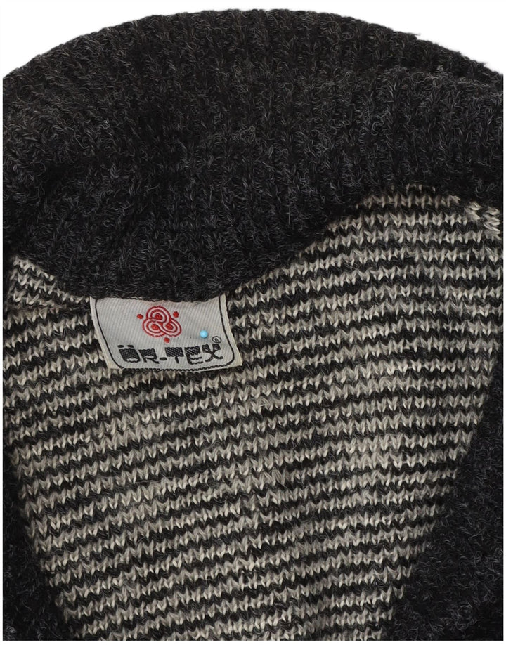 Suéter cardigã masculino vintage grande cinza geométrico