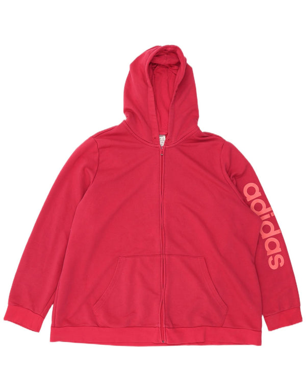 ADIDAS Suéter feminino com capuz e zíper gráfico oversized UK 32/34 4XL algodão vermelho