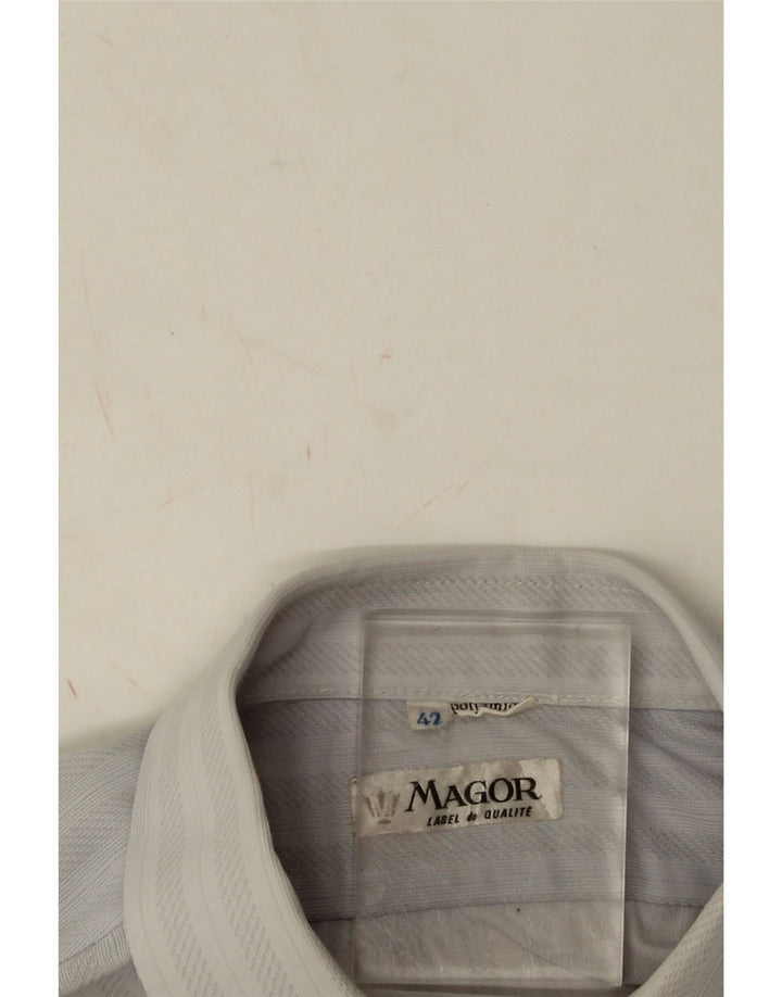 Camisa masculina vintage tamanho 42 grande poliamida listrada azul