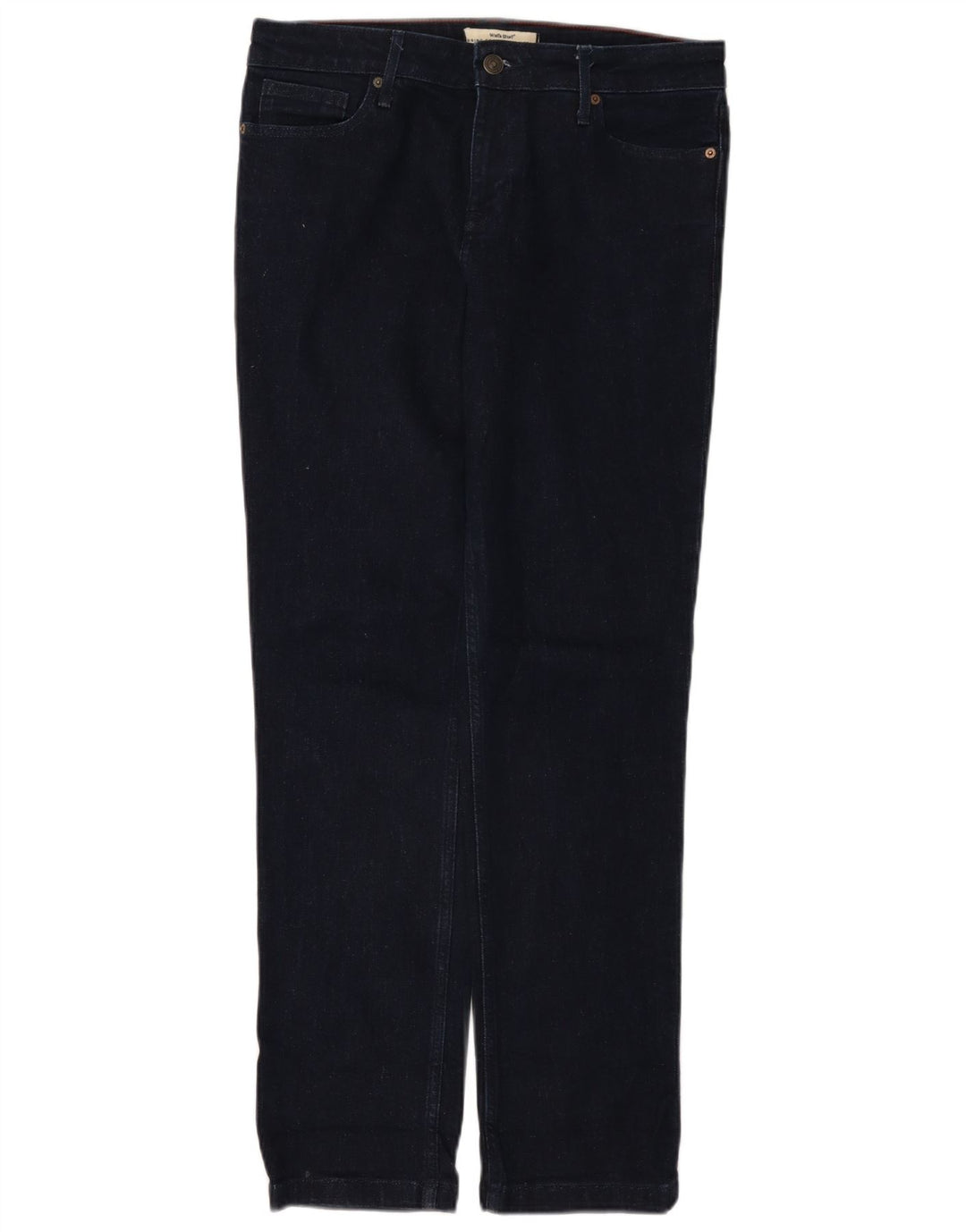 Jeans retos femininos White Stuff UK 12 médio W32 L30 algodão azul marinho