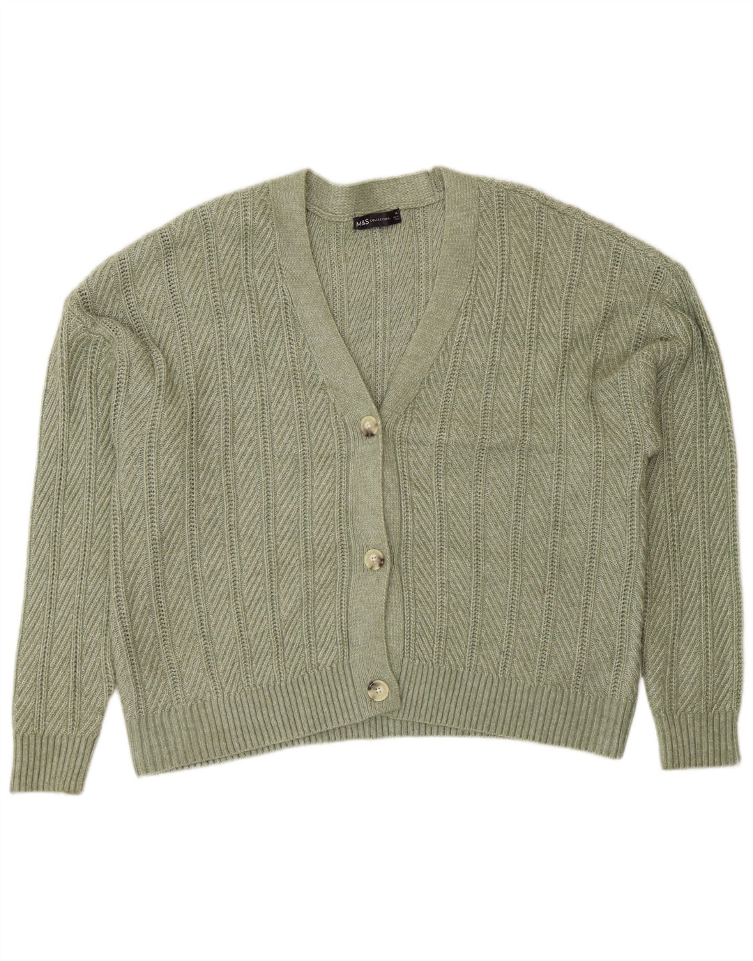 Suéter cardigã feminino Marks & Spencer UK 18 XL verde poliéster