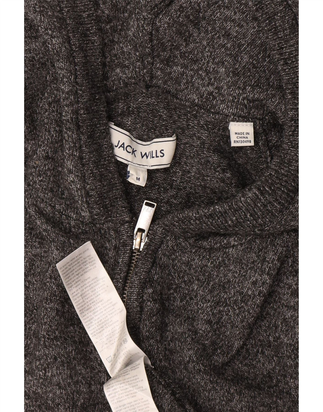 Suéter cardigã masculino com capuz Jack Wills poliéster manchado cinza médio