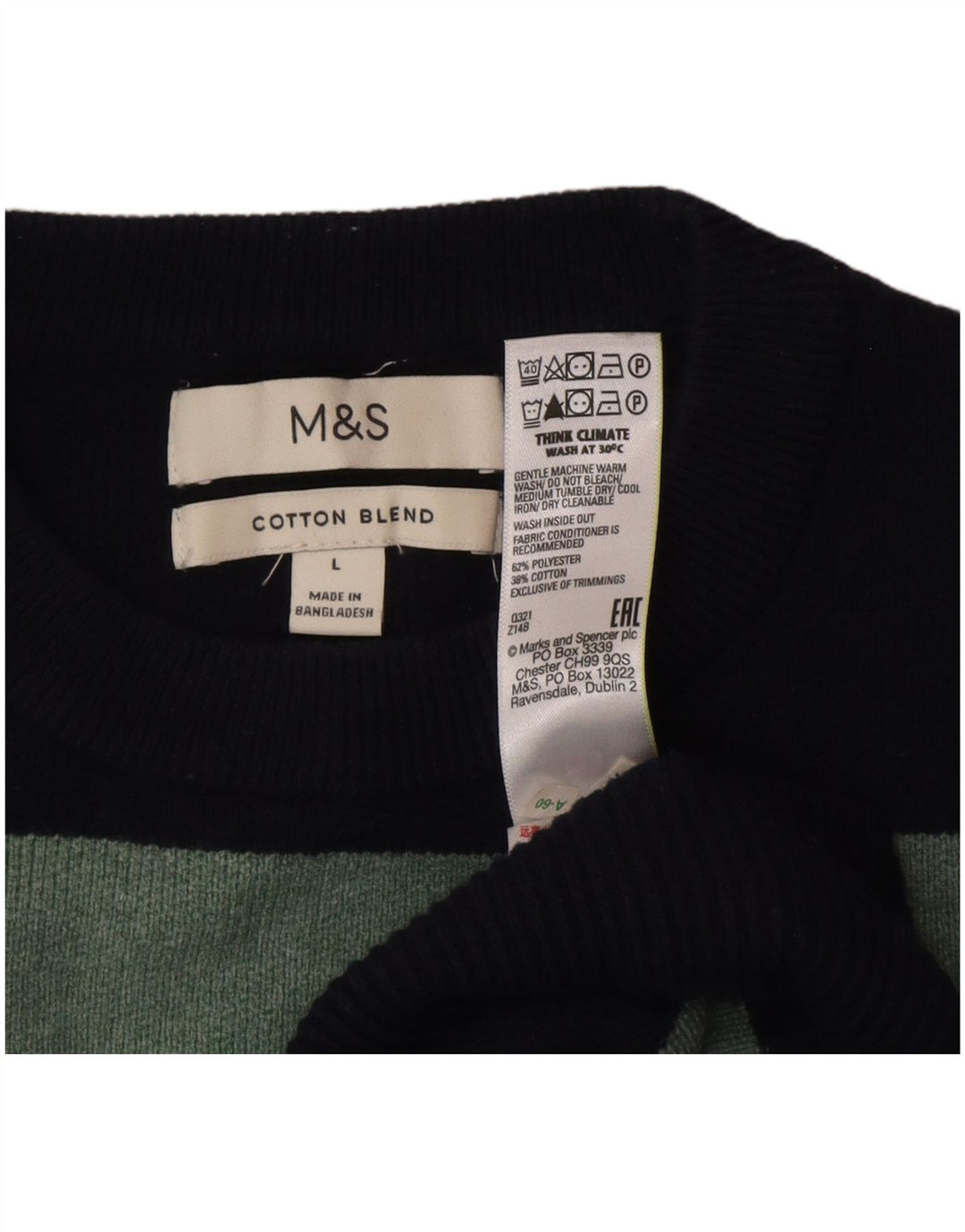 Suéter feminino Marks & Spencer com gola redonda Reino Unido 16 grande azul marinho