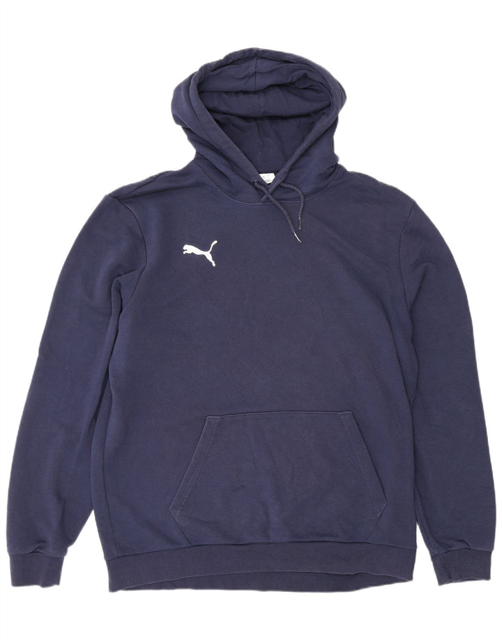 Puma moletom com capuz masculino grande algodão azul marinho