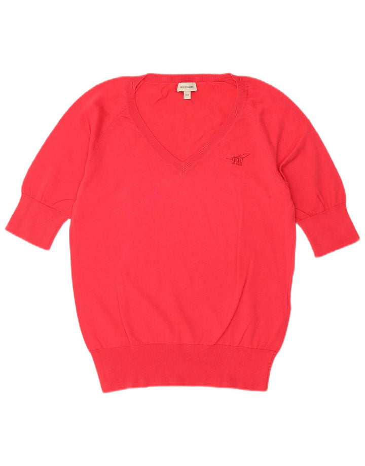 Suéter feminino Henry s manga curta com decote em V IT 44 vermelho médio