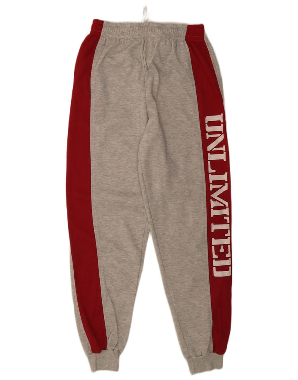 Calças de treino gráfico feminino vintage Joggers UK 6 XS cinza colorblock