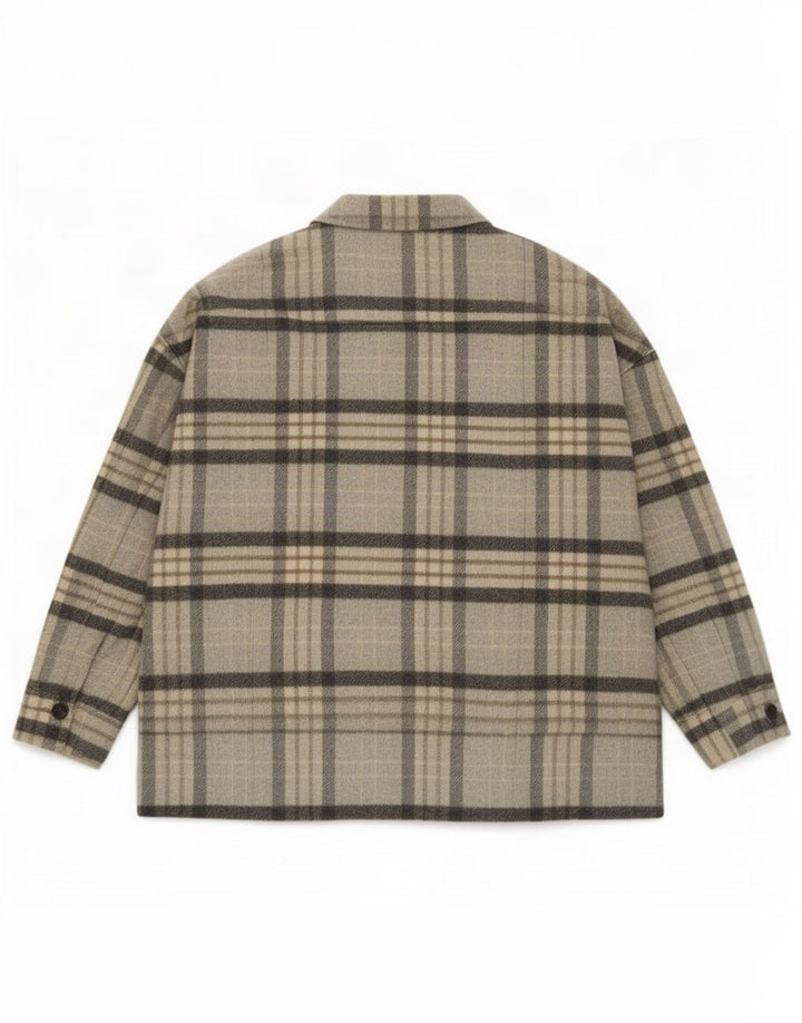 Zara Womens Shacket Jacket UK 14 Médio Cinza Xadrez