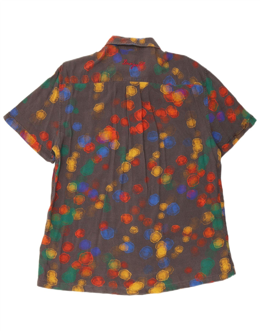 DESIGUAL Camisa masculina de manga curta grande viscose manchada preta