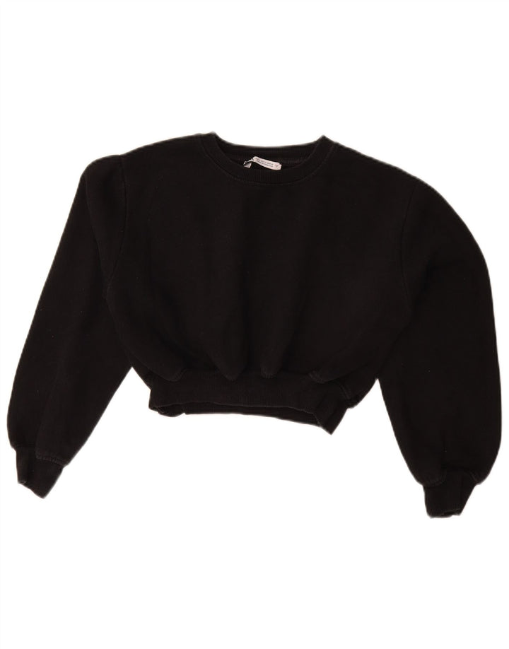 Zara Womens Crop Sweatshirt Jumper Reino Unido 10 Pequeno Preto