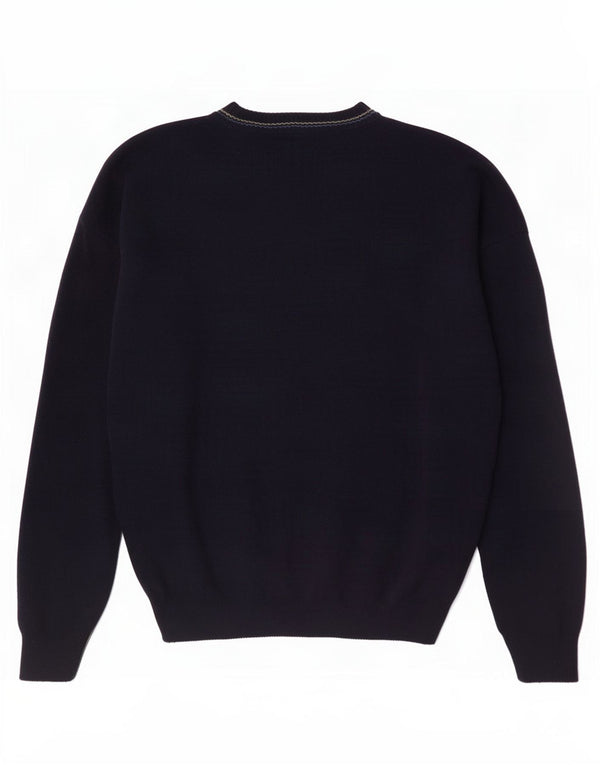 Suéter vintage masculino com gola redonda IT 52/54 grande azul marinho