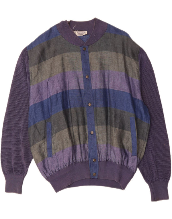 Umberto Vallati Mens Bomber Jacket UK 38 Médio Multicolorido Listrado