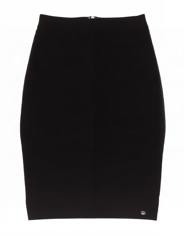 Guess Saia lápis feminina pequena W26 preto rayon