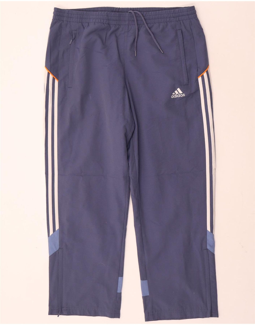 Calças de treino masculinas ADIDAS UK 40/42 poliéster azul médio
