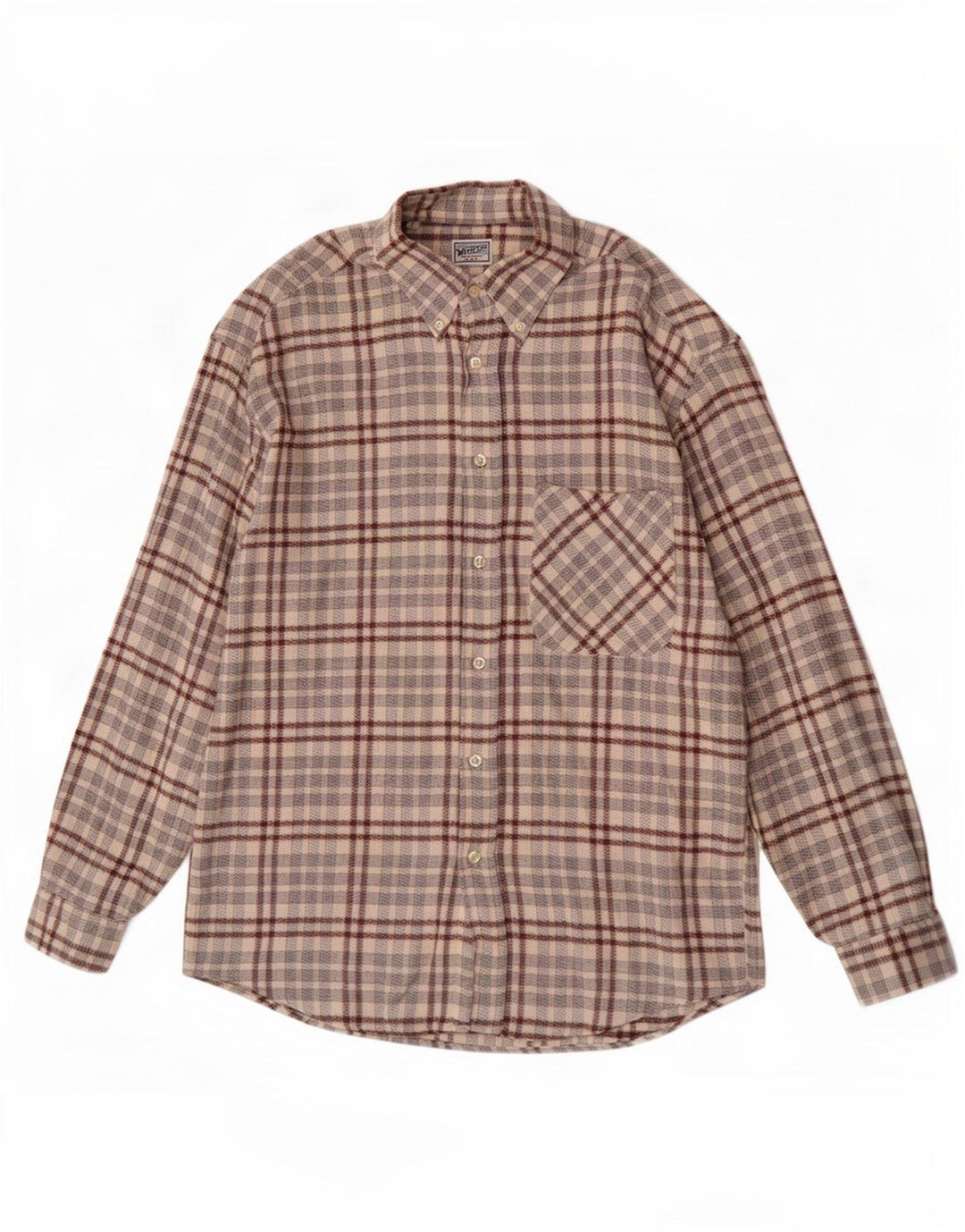 Camisa masculina de flanela Wampum grande algodão xadrez bege