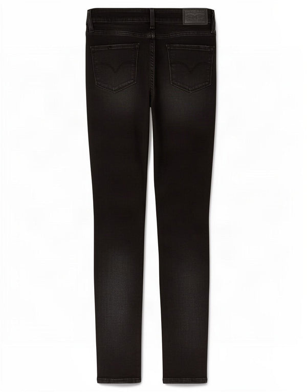 Jeans skinny feminino Levi's 711 Distressed W28 L30 algodão preto