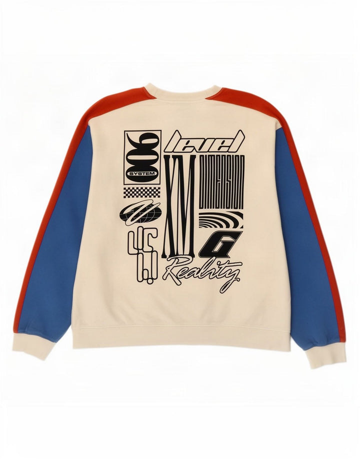 Topman moletom gráfico masculino jumper grande bloco colorido branco