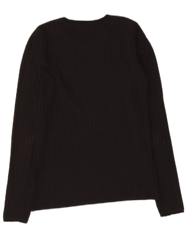 Top feminino Zara manga comprida UK 12 médio preto