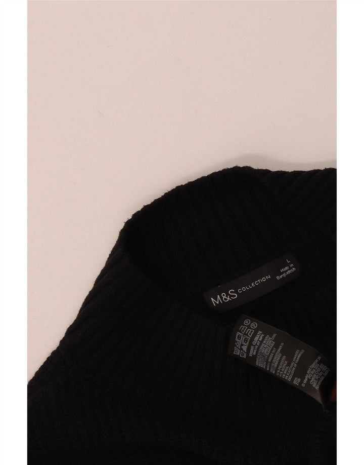 Vestido jumper feminino de manga comprida Marks & Spencer Reino Unido 16 grande poliéster preto