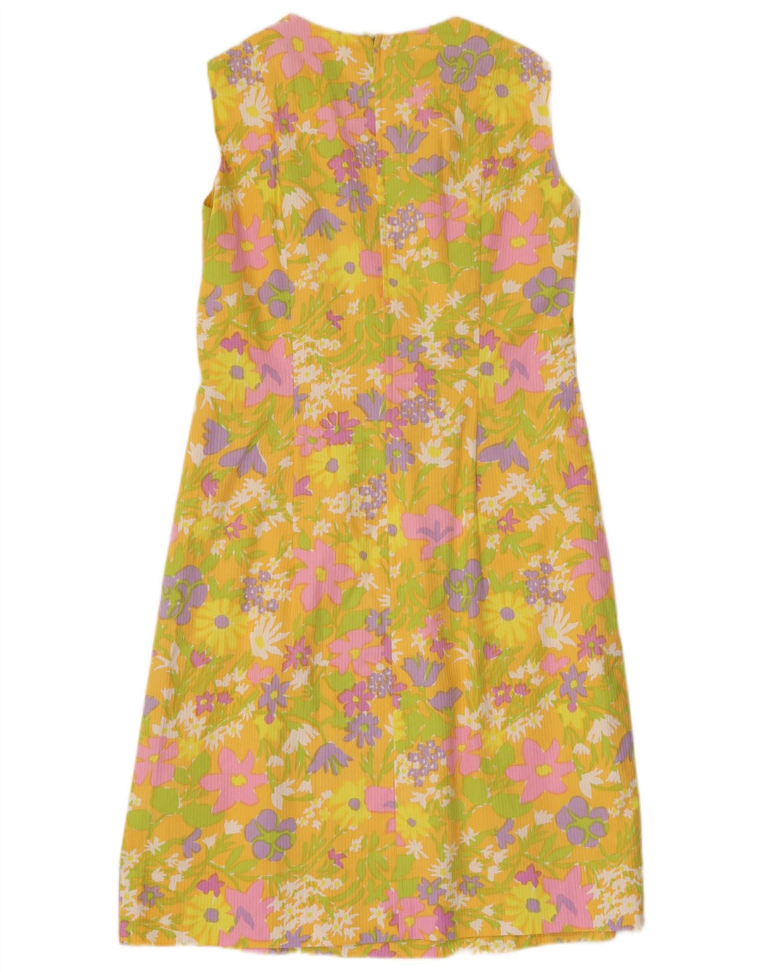 Vestido feminino BOUSSAC sem mangas com bainha UK 14 médio amarelo floral