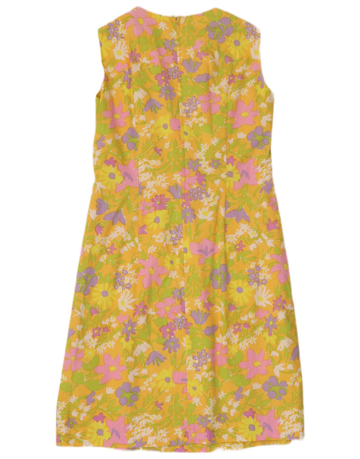Vestido feminino BOUSSAC sem mangas com bainha UK 14 médio amarelo floral