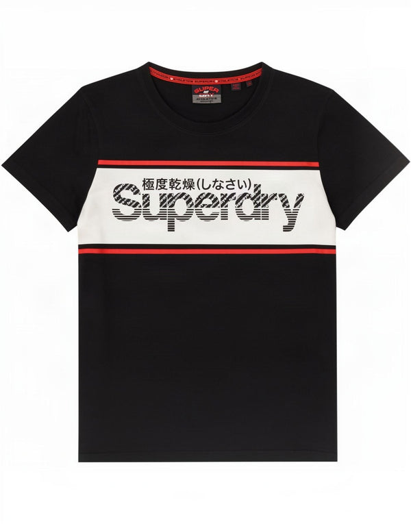 Superdry Camiseta masculina gráfica Top Médio Azul Marinho Colorblock Algodão