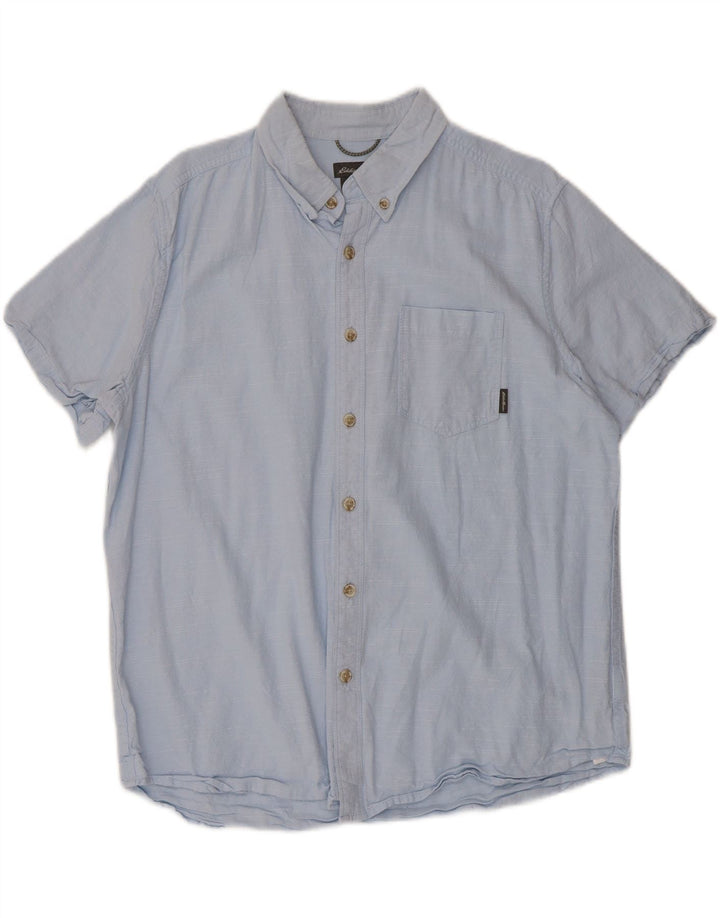 EDDIE BAUER Camisa masculina de manga curta grande algodão azul